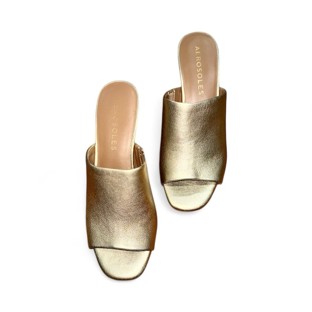 Aerosoles Gold Women's Mule Sandals, Size 7, Excellent Condition